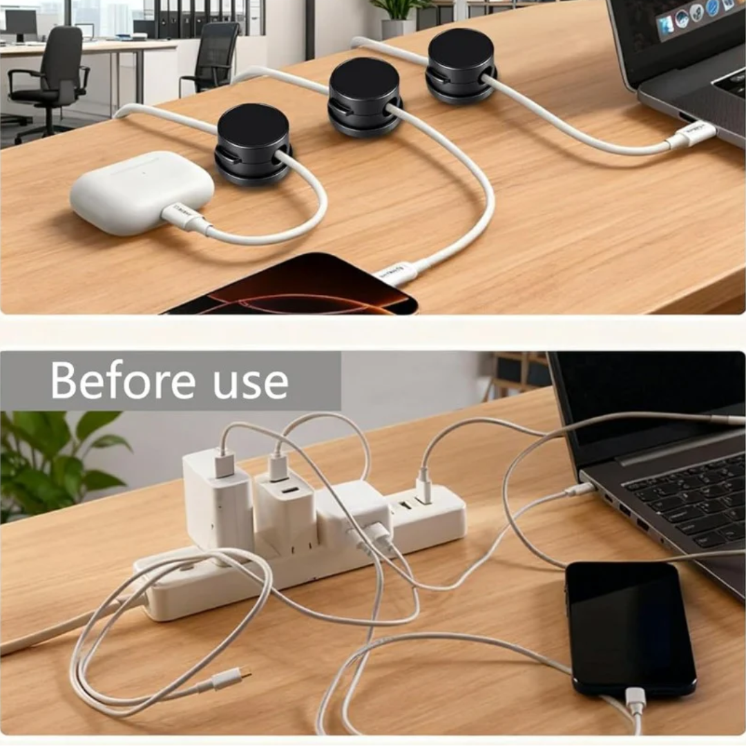 Cable Holder Clips, 9 Pack Magnetic Desk Cable Clips Management, Wire Holder Organiser, No-residue Desk Tidy, Phone Charging Cable Keeper for USB, HDMI, Wall, PC, Car, Office, Home - Black