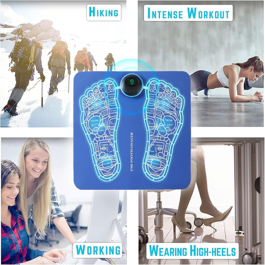 EMS Foot Massager – Foldable Electronic Foot Massage Mat with 8 Modes & 19 Intensities