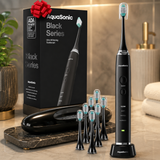 Aquasonic Black Series Ultra Whitening Toothbrush – ADA Accepted Electric Toothbrush- 8 Brush Heads & Travel Case – 40,000 VPM Electric Motor & Wireless Charging - 4 Modes w Smart Timer