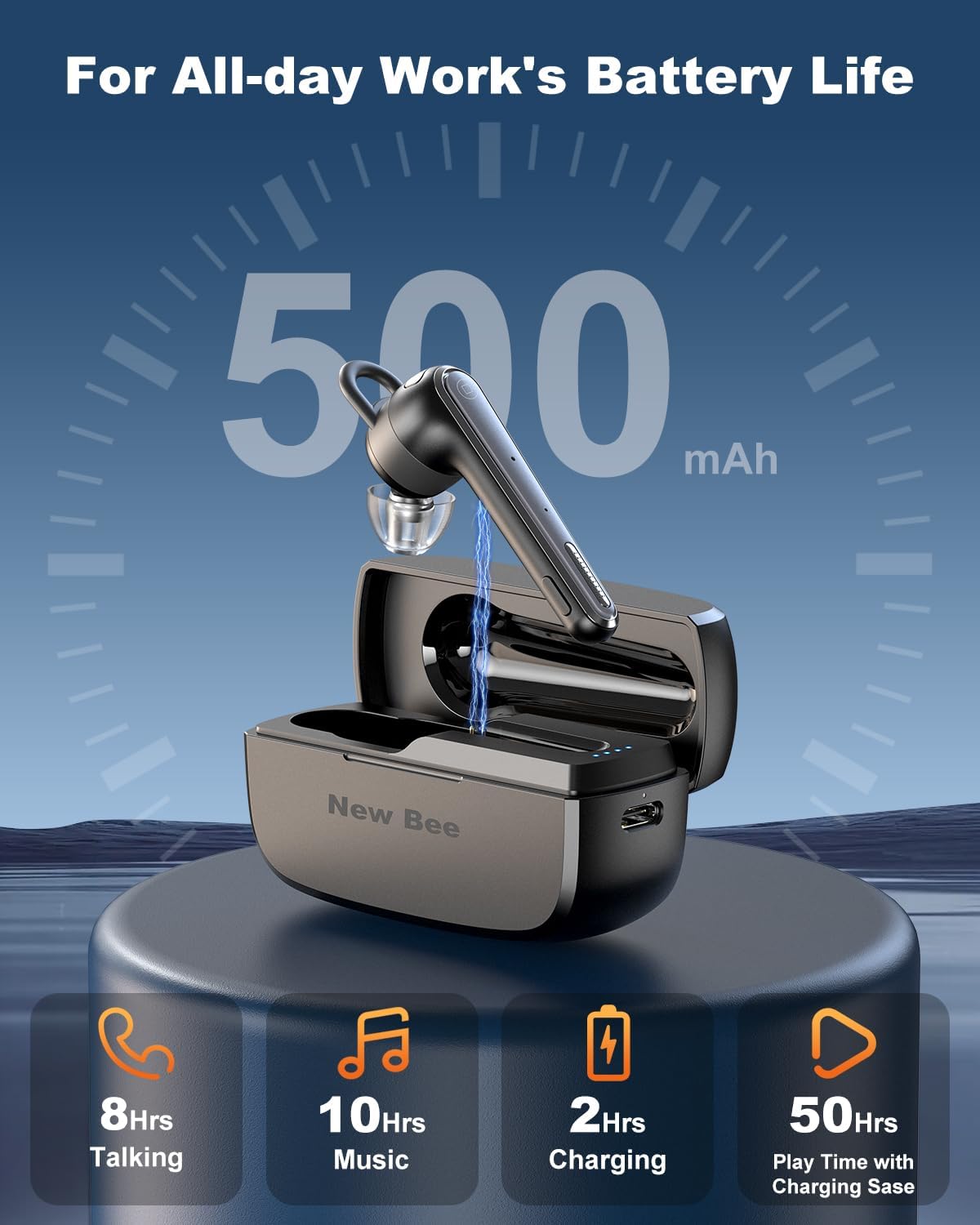 Dual ENC Mic Bluetooth Earpiece