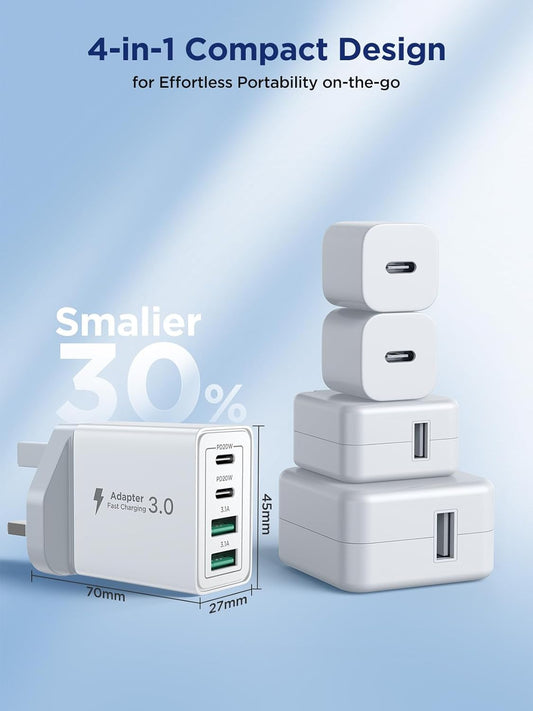 USB-C Plug Fast Charger, High-Speed Wall Adapter with Quick Charge Support for Smartphones, Tablets & USB-C Devices