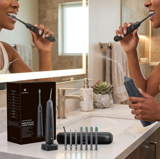 2-1 Oral Clean Kit- Water Dental flosser & Electric Toothbrush Combo- Brushing & Flossing- for Teeth Cleaning and Gum Health