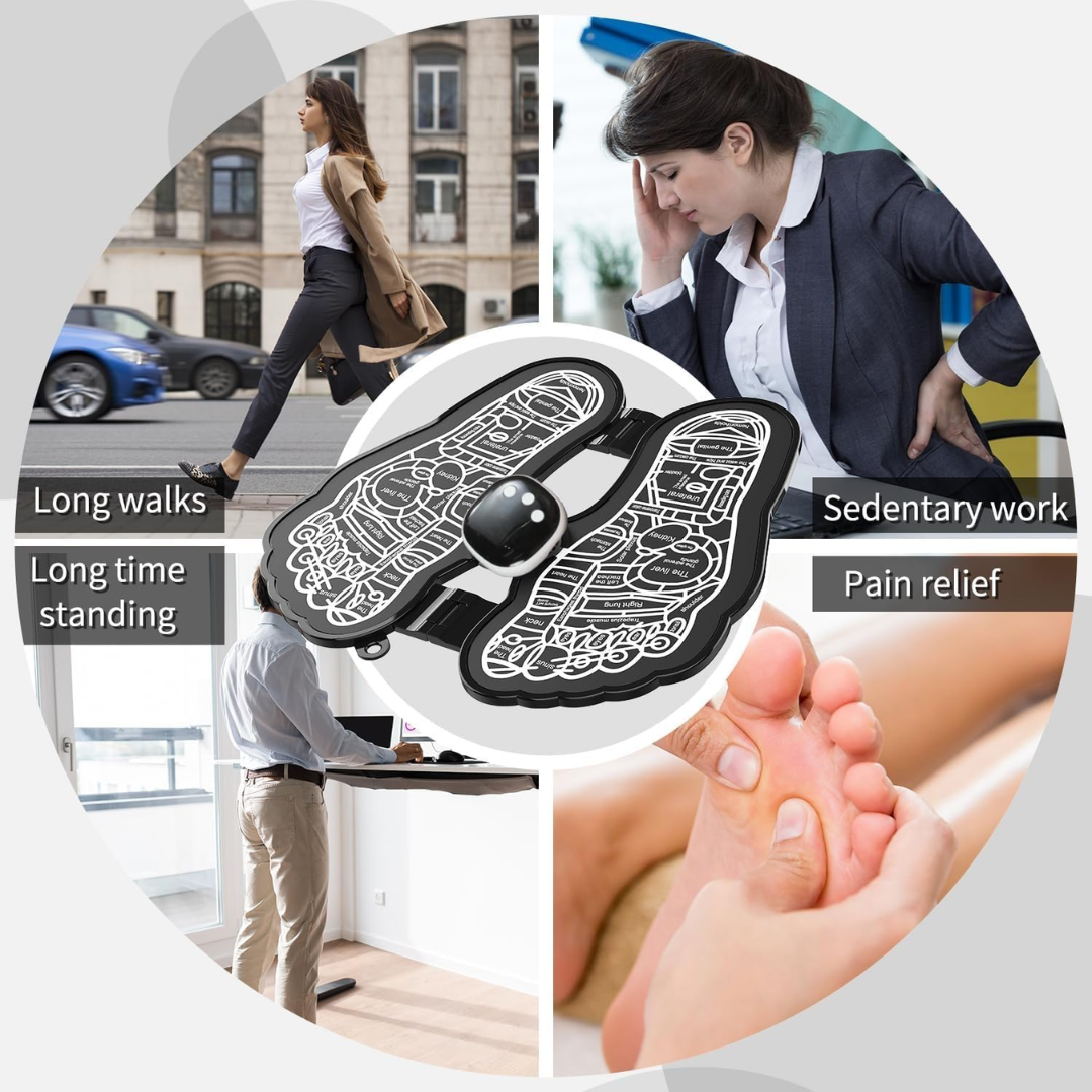 EMS Foot Massager – Portable Folding Mat, 8 Modes 19 Intensities, Muscle & Circulation Relief, USB Rechargeable