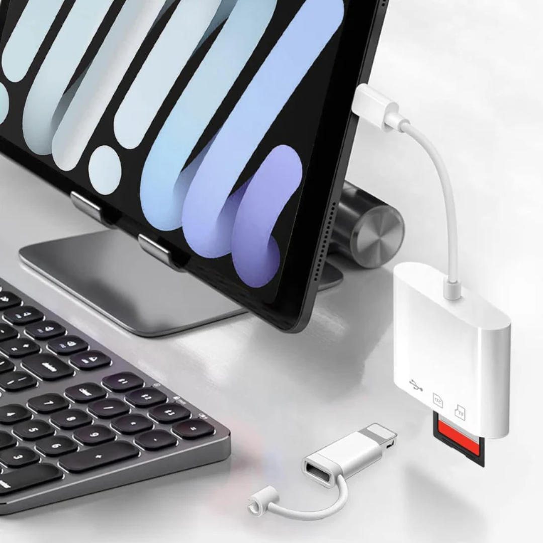 SD Card Reader for iPhone & iPad Lightning/USB-C Memory Card Adapter High-Speed Photo and Video Transfer OTG Compatible Device