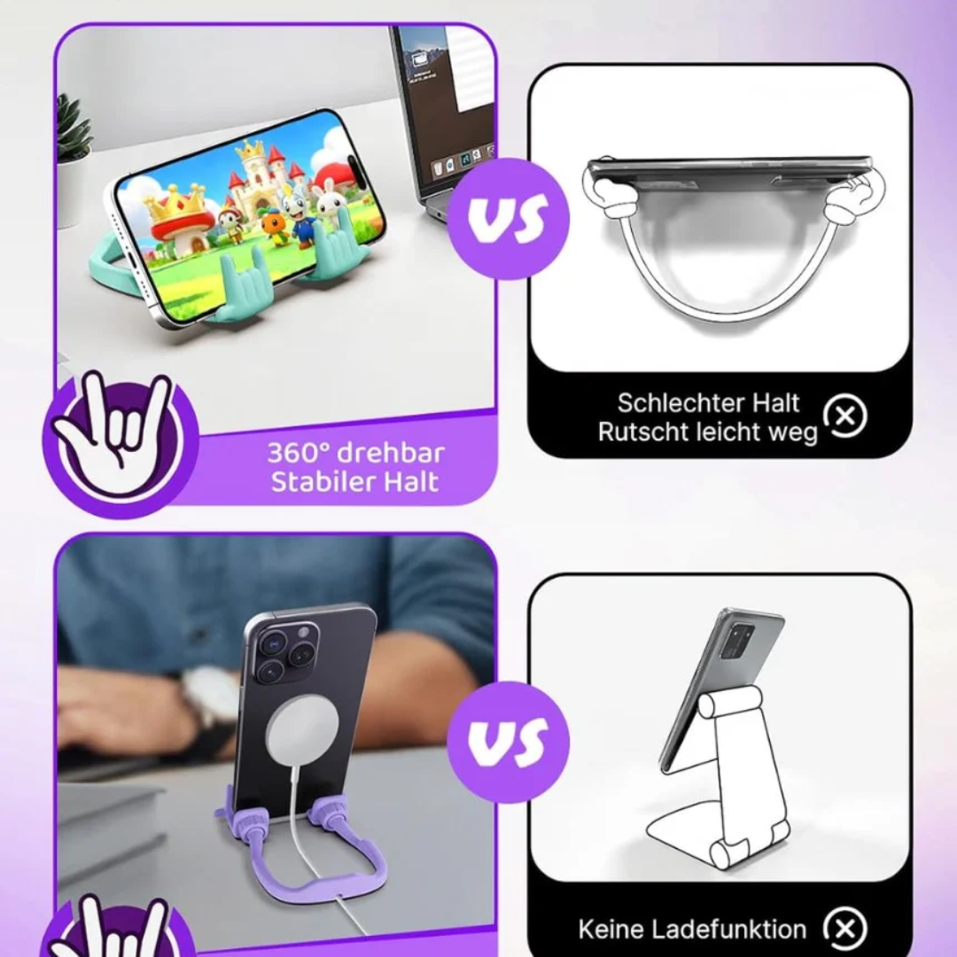 Stocking Stuffers for Teens Boys Girls Cell Phone Stand: 2 Pack Upgrade Adjustable Rock On Lazy Phone Holder for Desk Adults Men Women Gifts for Christmas Birthday Funny Cool Gadgets (Purple&Green)
