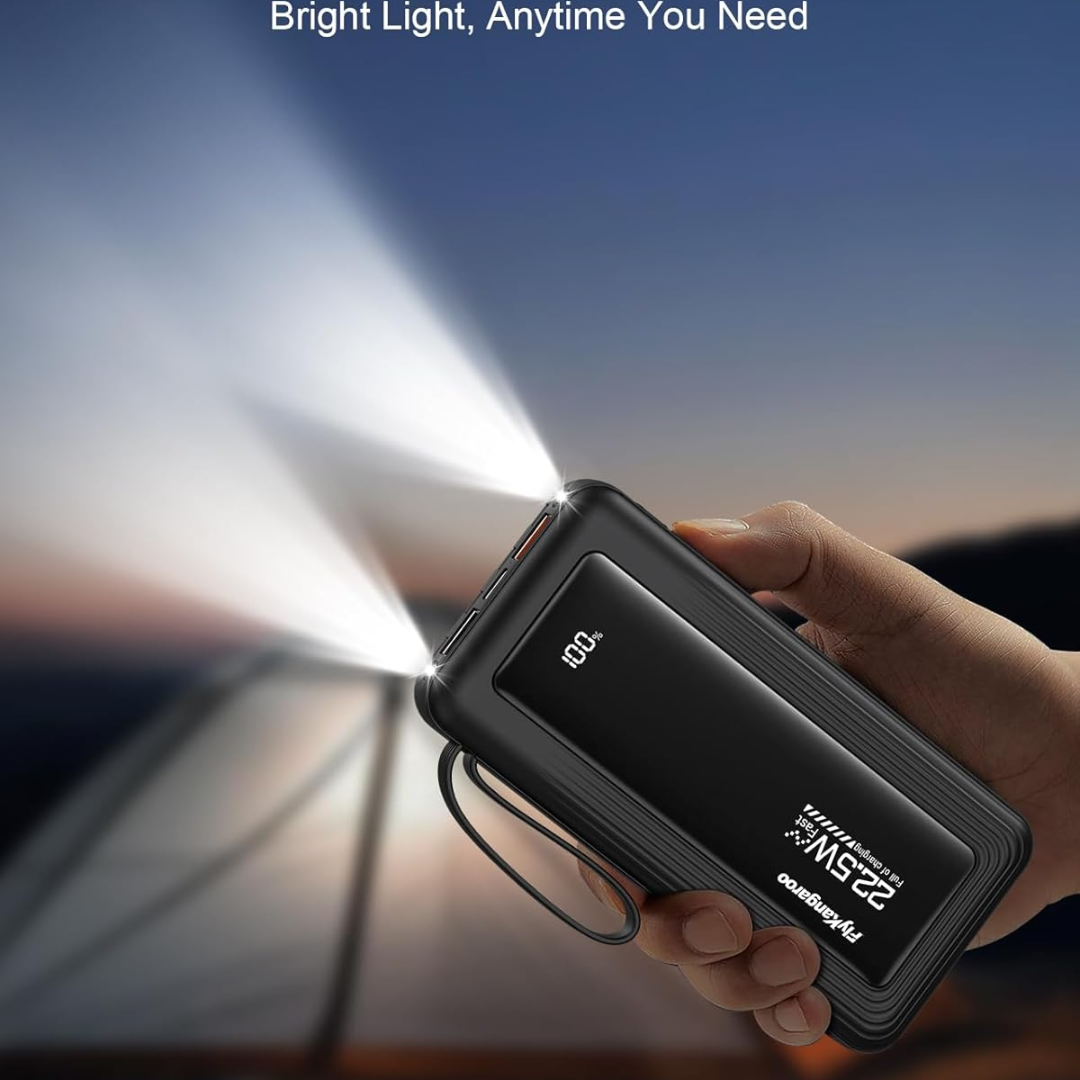 10000mAh Fast Charging Power Bank with Built-In Cables & LED Display | Portable USB-C Battery Pack for iPhone & Android