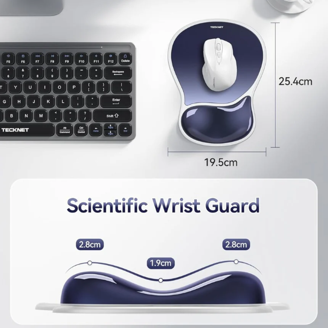 Mouse Mat Wrist Support, Ergonomic Gel Mouse Pad, Smooth PVC Surface & Non-Slip PU Base, Cooling Silicone Mousepad Wrist Rest for Computer, Laptop, Office
