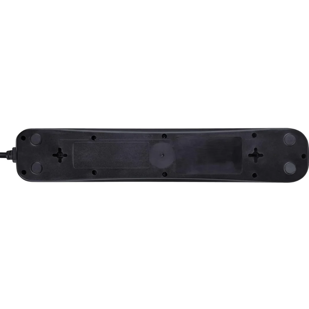 Masterplug Four Socket Switched Inline Power Surge Protected Extension Lead with Two USB Charging Ports, 2 Metres, Gloss Black