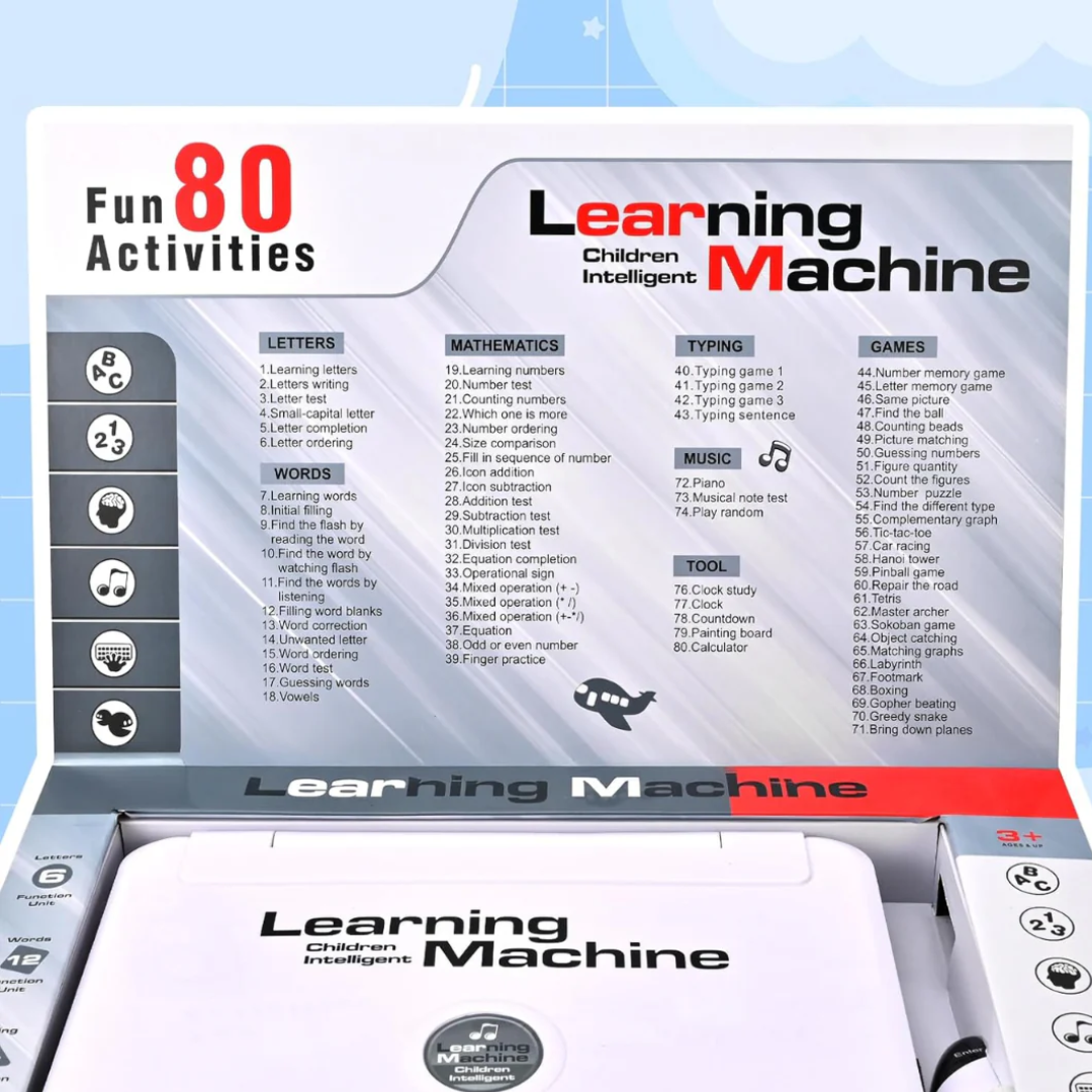 Kids Educational Laptop Toy – 80+ Activities for Learning English, Math, Games & Music – White