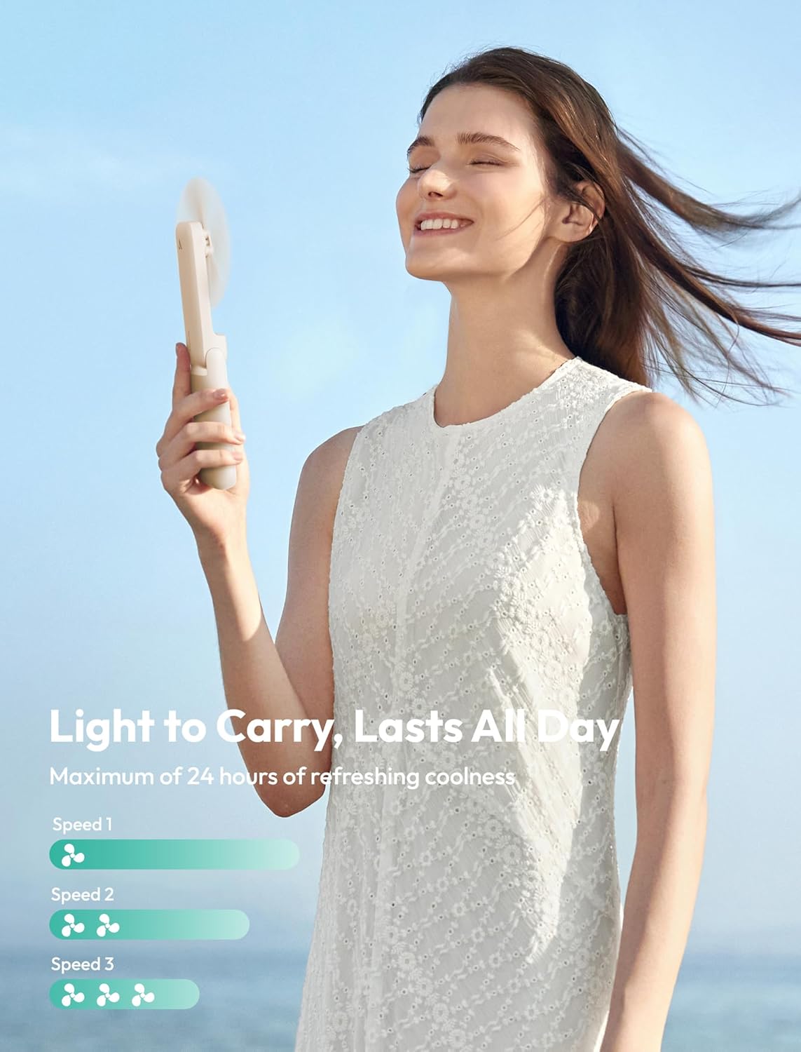 Aecooly Slim Handheld Fan,Thin Portable Fan, USB Rechargeable Mini Personal [24H Max Cooling Time],Battery Powered Small Foldable Pocket for Travel,