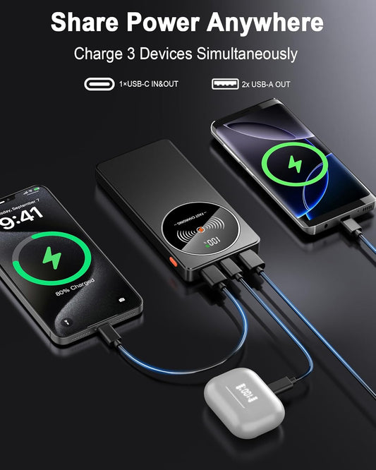 Fast Charging Power Bank, High-Capacity Portable Battery Charger for Smartphones, Tablets & USB Devices with Quick Charge Support
