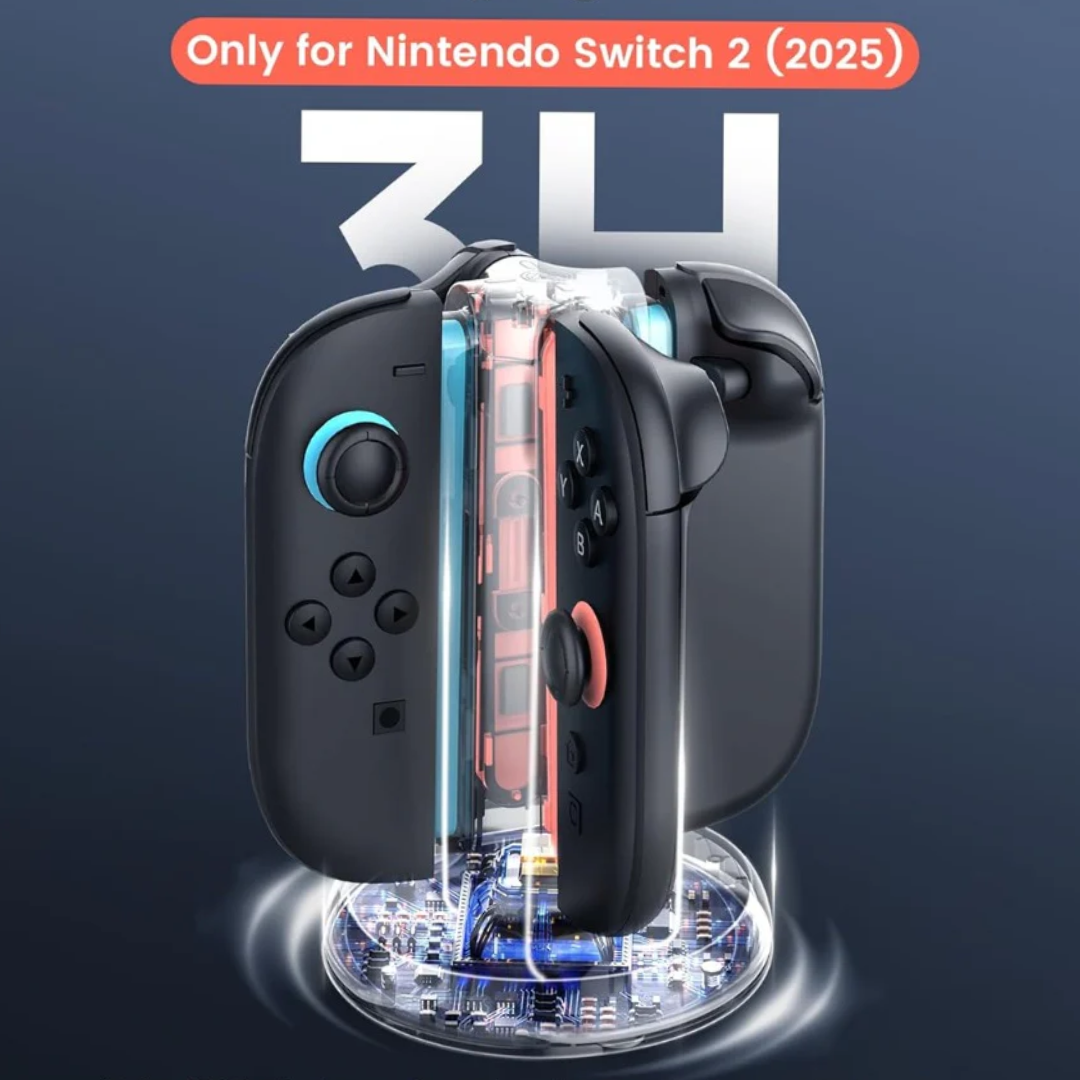 Charging Dock Compatible with Nintendo Switch 2 Joy Con, 4-Slot Magnetic Controller Charger Station with LED Indicators, 9 RGB Modes Gaming Lights, Simultaneous Charging for 1-4 Joy-Cons