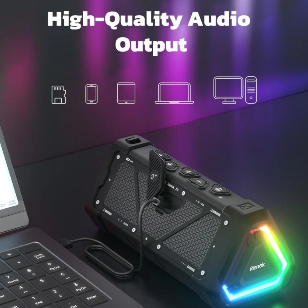 RIENOK S11 Bluetooth Speaker 30W Wireless Portable IPX7 Waterproof Speaker with 3 EQ Modes USB Audio Mode 24H Playtime Bluetooth 5.3 TF Card Up to 32G Speakers for Home Garden Party Camping Travel
