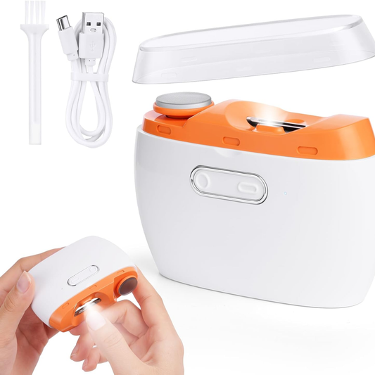 LOPHE 2-in-1 Electric Nail Clipper & Polisher – USB Rechargeable Automatic Trimmer with LED Light