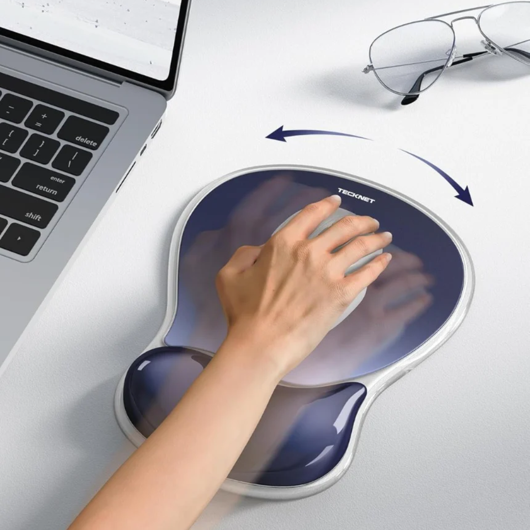 Mouse Mat Wrist Support, Ergonomic Gel Mouse Pad, Smooth PVC Surface & Non-Slip PU Base, Cooling Silicone Mousepad Wrist Rest for Computer, Laptop, Office
