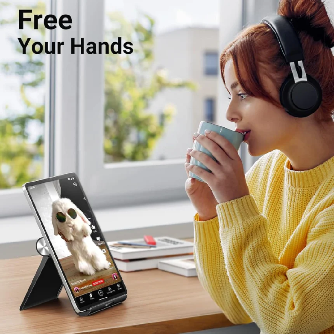 iPad Stand Tablet Desk Holder Adjustable Foldable Tablet Stand for iPad, Samsung Galaxy Tab and Other Tablets with Stable Anti-Slip Design