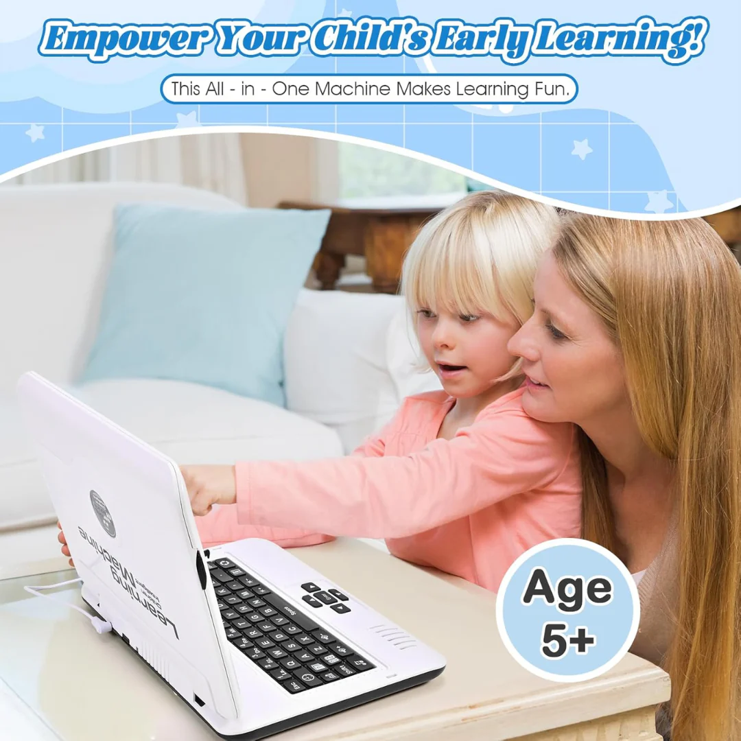 Kids Educational Laptop Toy – 80+ Activities for Learning English, Math, Games & Music – White