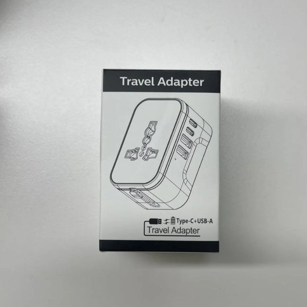 Universal Travel Adapter, All-in-One International Power Plug with Multi-Country Compatibility & USB Charging Ports