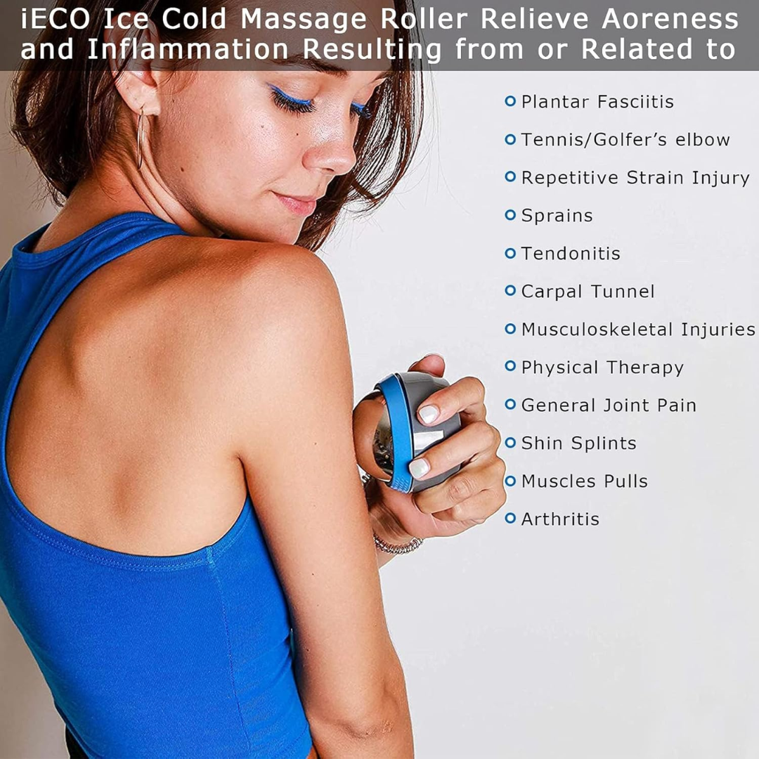 Cold Massage Roller Ball – Ice Roller for Deep Tissue Muscle Relief, Hot & Cold Therapy for Plantar Fasciitis & Pain Relief