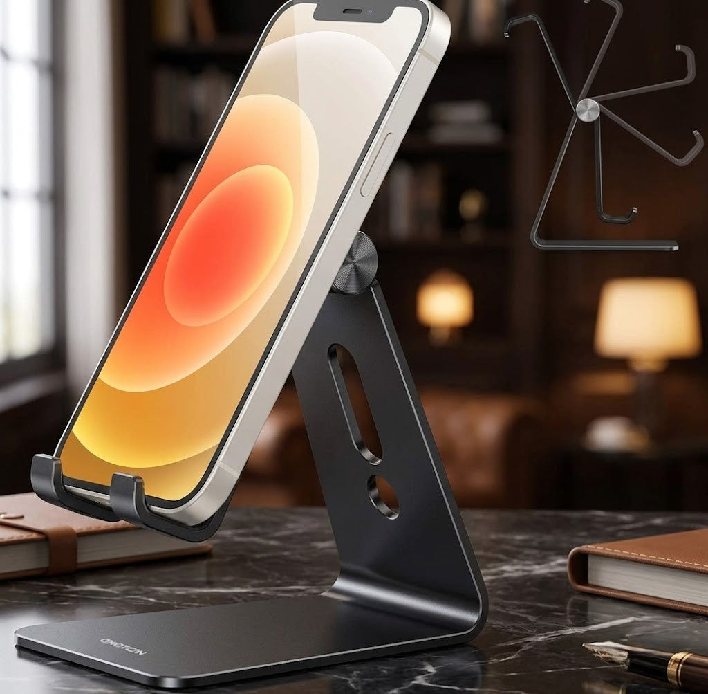Adjustable Phone Stand Holder Desktop Mobile Phone Dock Foldable Angle Adjustable Desk Stand for Smartphones and Tablets