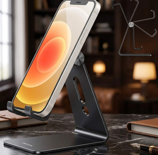Adjustable Phone Stand Holder Desktop Mobile Phone Dock Foldable Angle Adjustable Desk Stand for Smartphones and Tablets