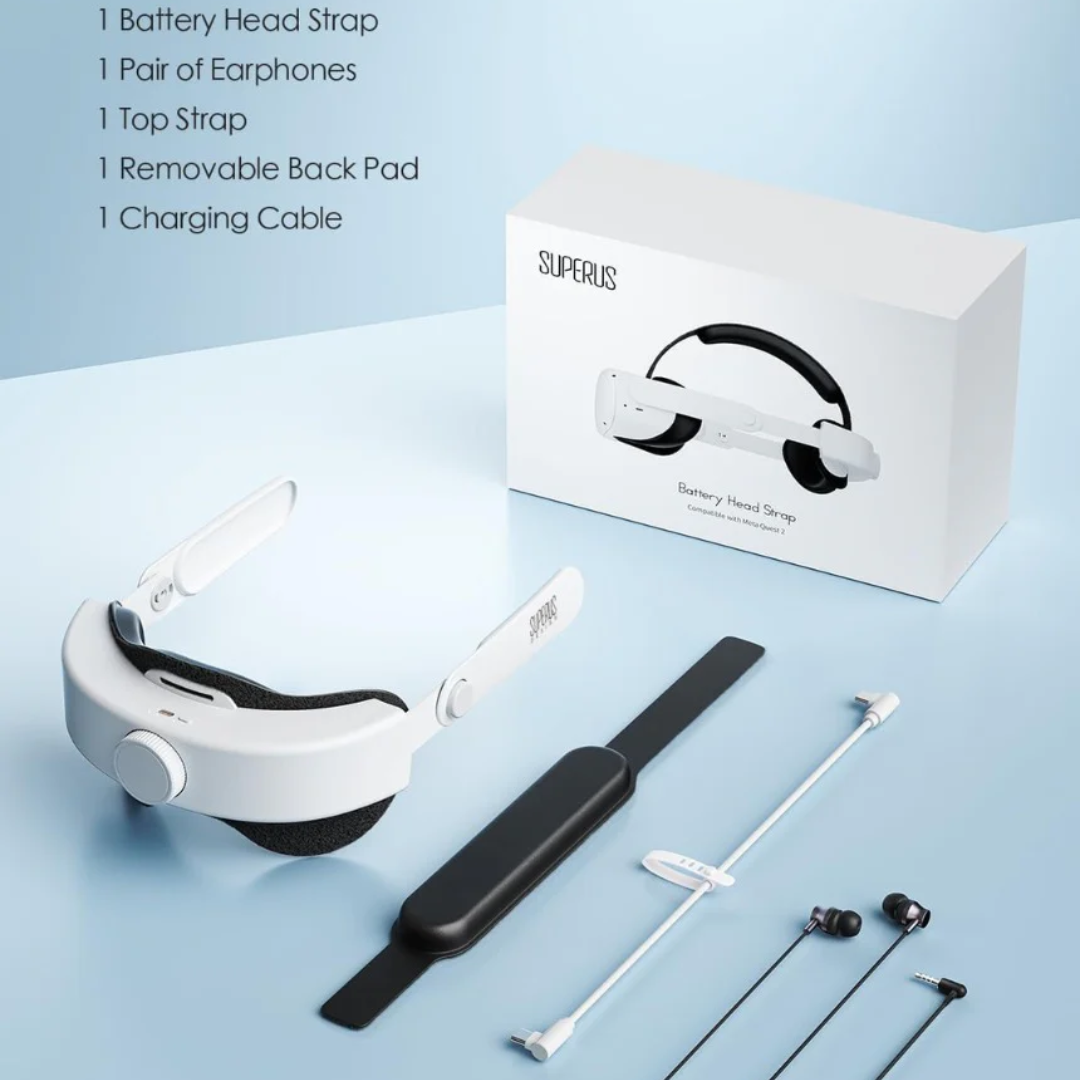 SUPERUS Elite Strap Replacement for Meta/Oculus Quest 2 - Enhanced Comfort, Reduce Head Pressure - Adjustable Hinge