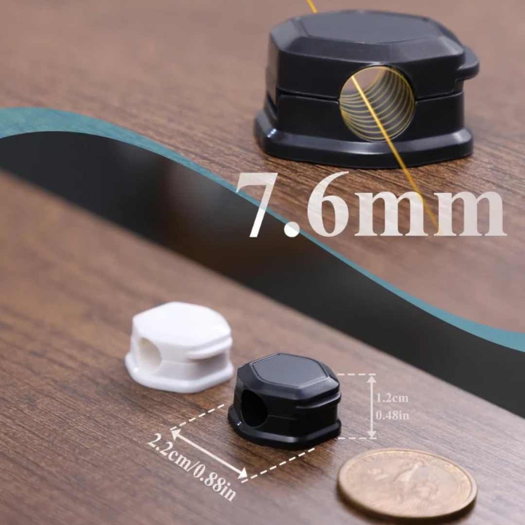 Magnetic Cable Clips (12 Pack) - Self Adhesive Cable Organisers for Desk, Home, Office & Car - Cable Tidy for Charging Cables, USB Cords, Mouse & Keyboard Wires(12, Black)