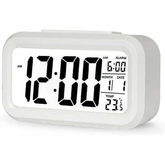 DTL Digital Alarm Clock LED Display with Snooze Function, Temperature Display and Adjustable Brightness