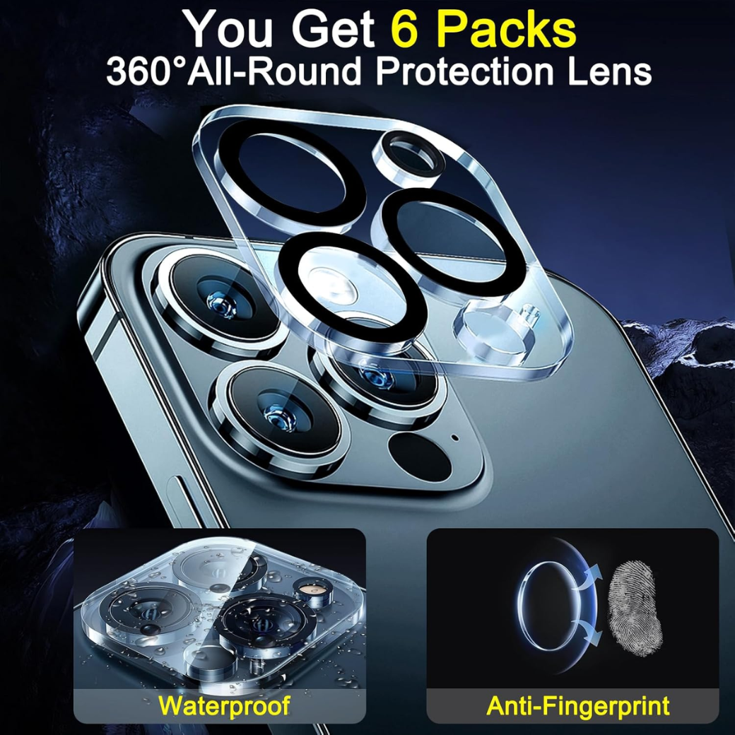 [6 Pack] Camera Lens Protector for iPhone Pro & Pro Max
