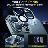 6 Pack Camera Lens Protector for iPhone Pro & Pro Max Tempered Glass HD Clear Anti-Scratch Camera Lens Cover Protection Kit