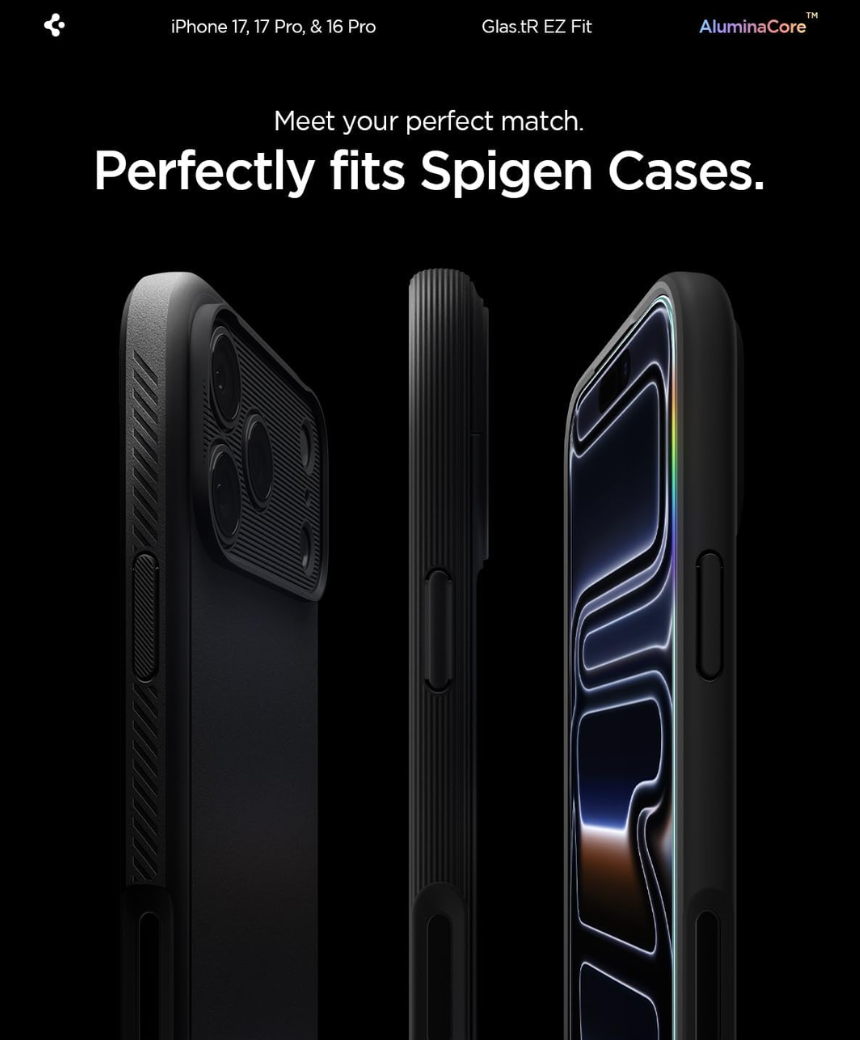 Spigen Glas.tR EZ Fit Screen Protector for iPhone 17 / 17 Pro
