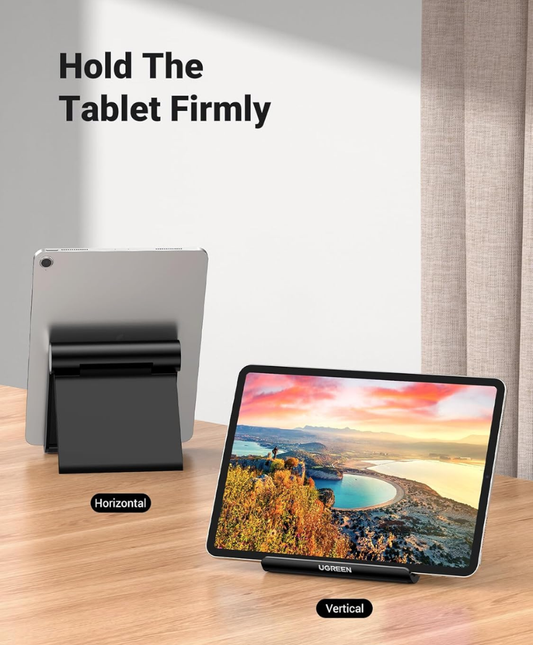 iPad Stand Tablet Desk Holder Adjustable Foldable Tablet Stand for iPad, Samsung Galaxy Tab and Other Tablets with Stable Anti-Slip Design