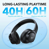Noise Cancelling Foldable Headphones, Wireless Over-Ear Stereo Headset with Deep Bass, HD Sound & Compact Travel Design
