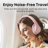 Noise Cancelling Foldable Headphones, Wireless Over-Ear Stereo Headset with Deep Bass, HD Sound & Portable Travel Design