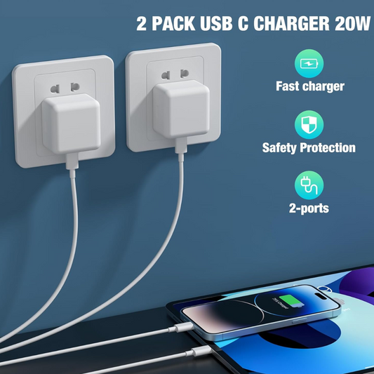 iPhone Fast Charge 2 Pack, High-Speed Lightning Charging Cables with Quick Charge Support for Apple Devices