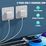iPhone Fast Charge 2 Pack, High-Speed Lightning Charging Cables with Quick Charge Support for Apple Devices