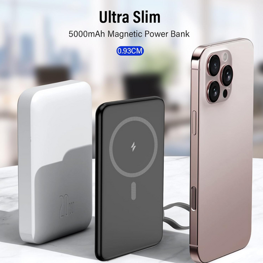 Magnetic Power Bank, Wireless Portable Fast Charging Battery Pack with Strong Magnetic Attachment for Smartphones