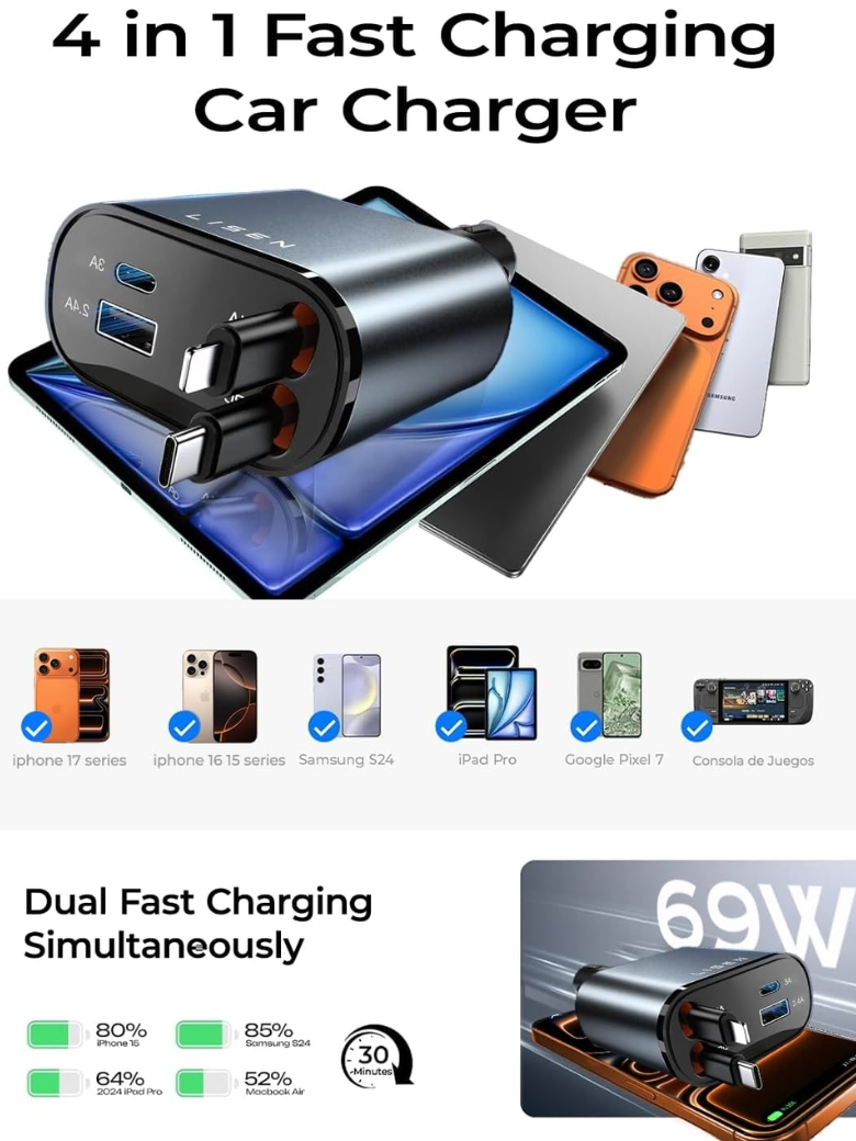 Retractable Car Charger Adapter