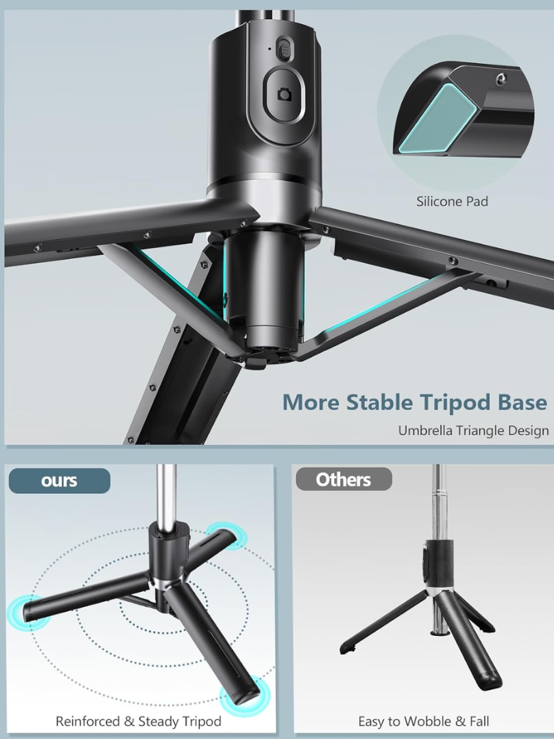 Selfie Stick Tripod with 2 Fill Lights,