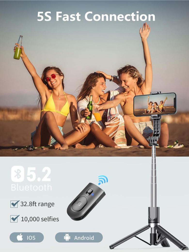 Selfie Stick Tripod with 2 Fill Lights,