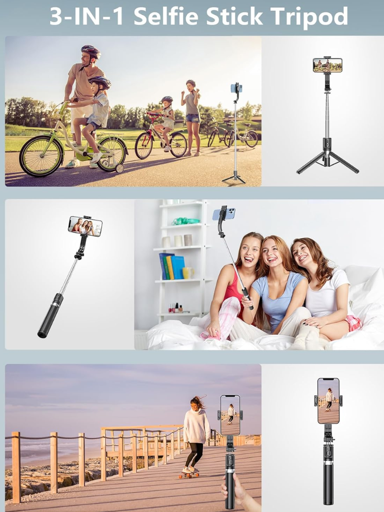 Selfie Stick Tripod with 2 Fill Lights,