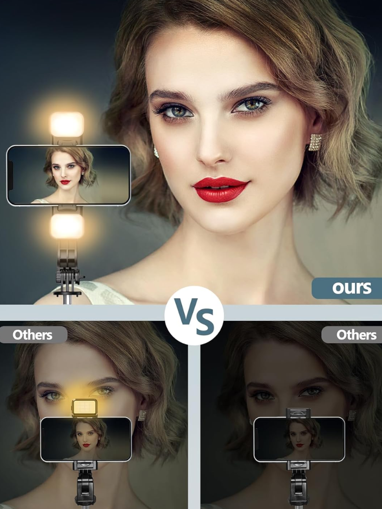 Selfie Stick Tripod with 2 Fill Lights,