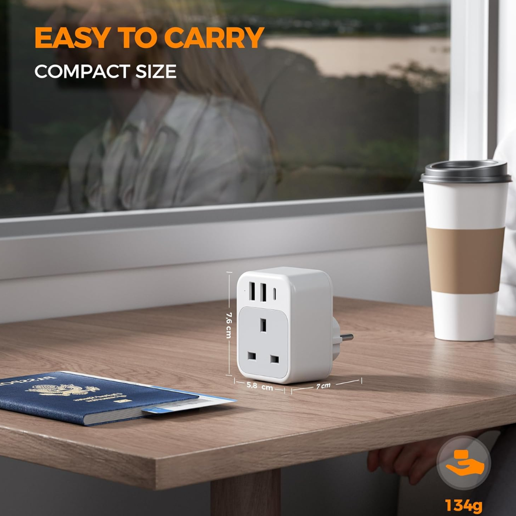 UK to European Plug Adapter 2 Pack