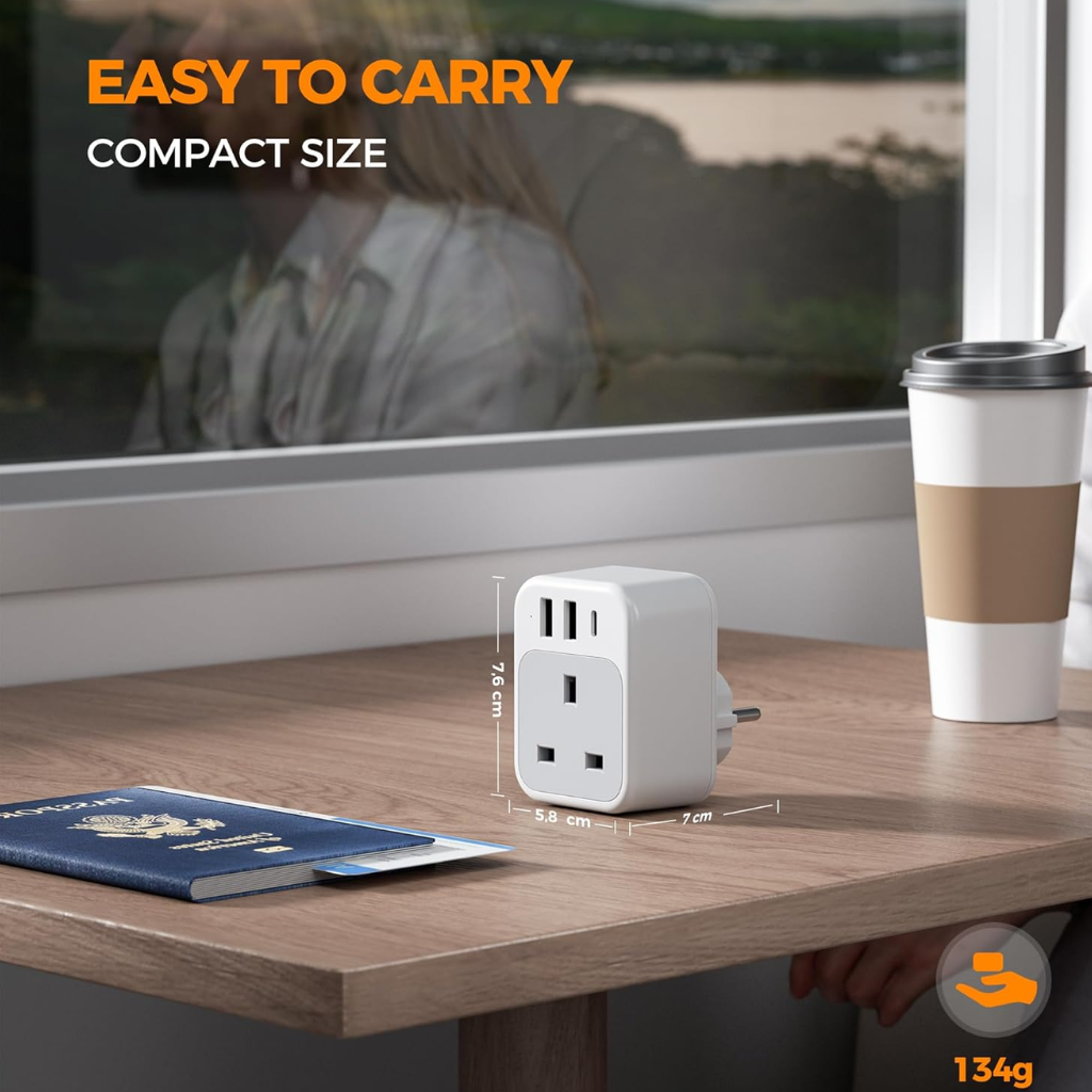 UK to European Plug Adapter 2 Pack