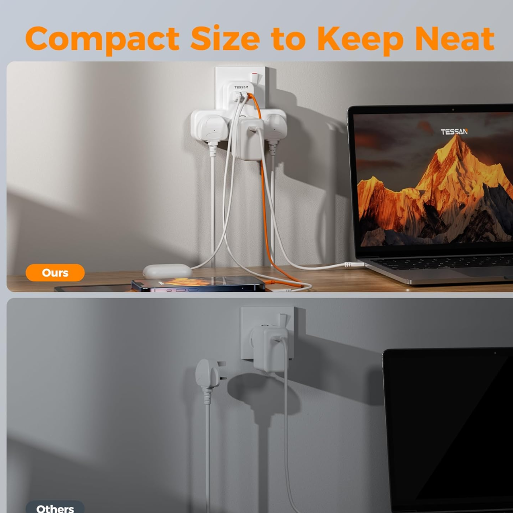 3 Way UK Multi Outlets Extender