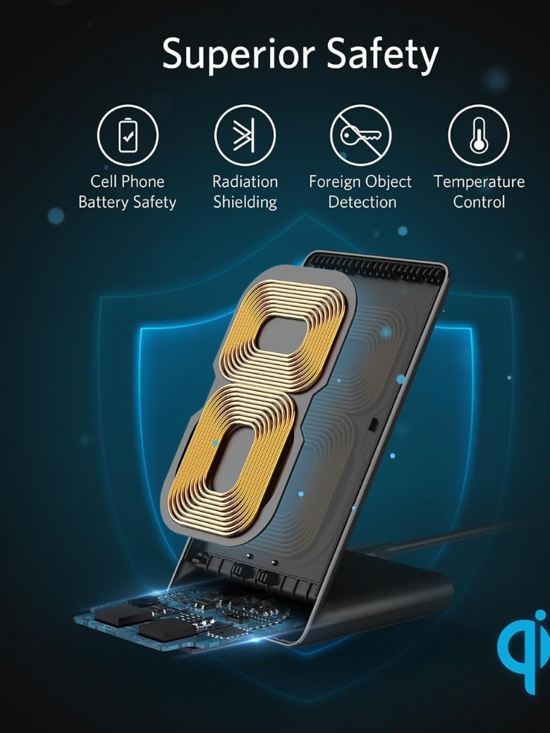 Anker Wireless Charger, PowerWave Stand, Qi-Certified for iPhone