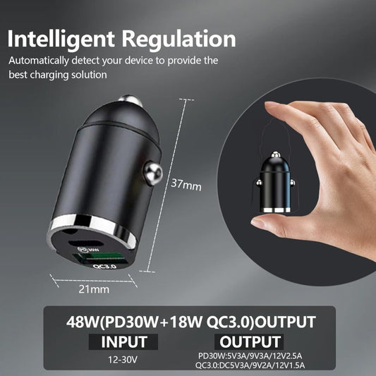 Car Charger USB C Cigarette Lighter USB Charger 2 Ports,QC 3.0+PD 30W Fast Car Charger Socket Compatible with iPhone