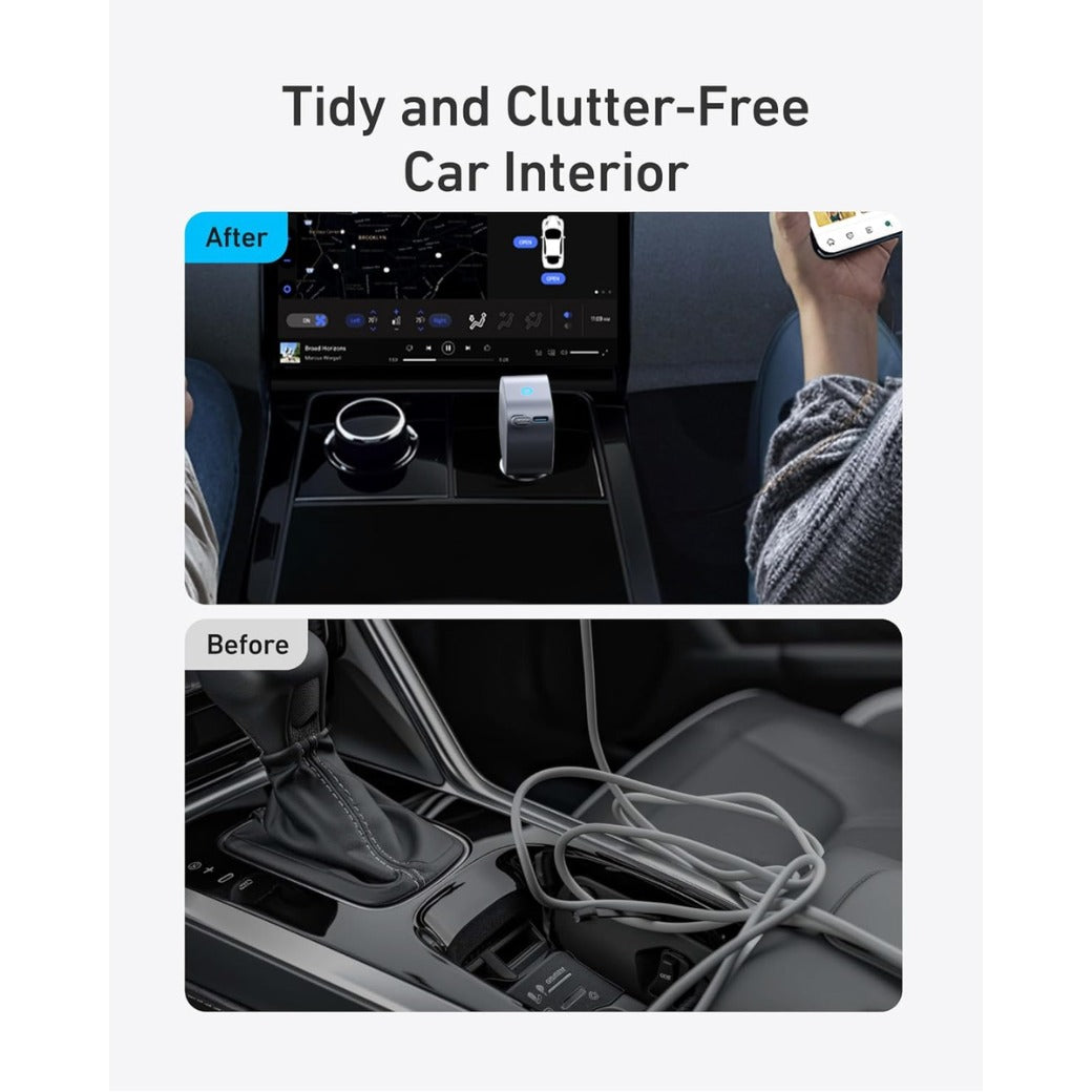 USB C Car Charger, 75W Max Ultra-Compact Type-C Fast Car Charger with Built-In Retractable USB-C Cable, Car Adapter for iPhone 17/16/15 Series, iPad, Galaxy, AirPods, and More