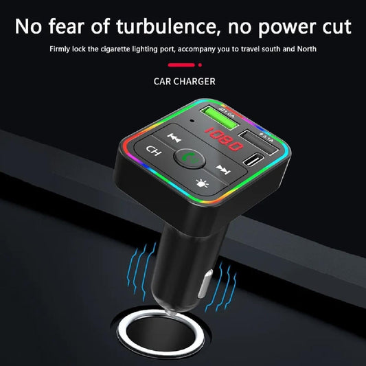 Handsfree Call Car Charger,Wireless Bluetooth FM Transmitter Radio Receiver,Mp3 Audio Music Adapter,Dual USB Port Charger Compatible for All Smartphones (New Black)