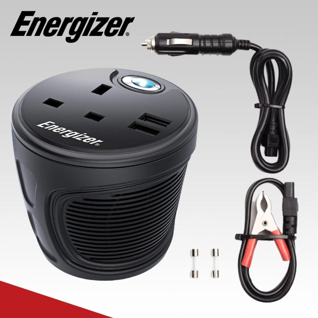 Energizer 120 Watt Power Inverter 12V to 240V, Modified Sine Wave Car Inverter, Dual USB Outlets & 240 Volts UK/British AC Outlet, Charge Your Tablet, Iphone, Ipad, Laptop, & ETC SGS CE Approved